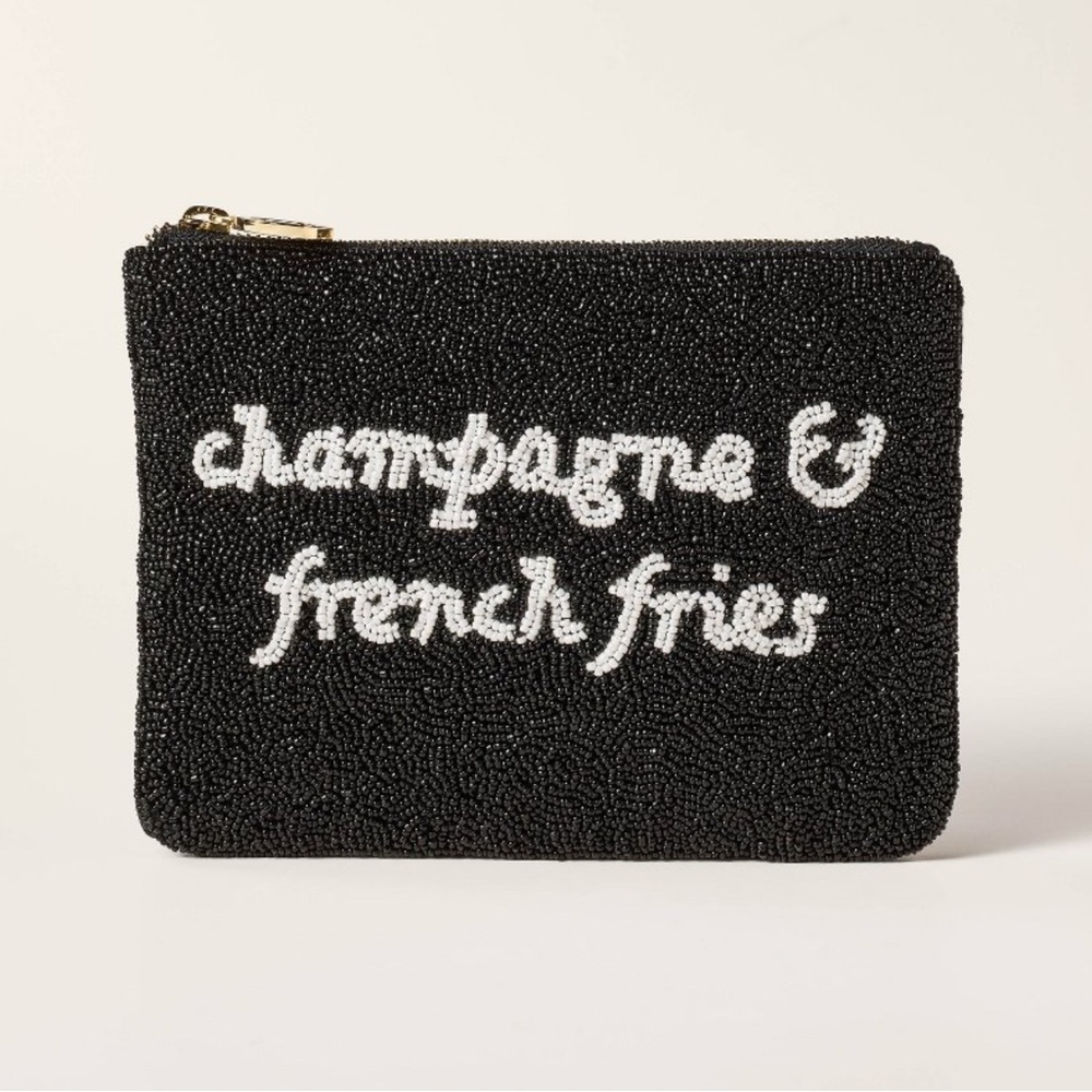 Champagne and French Fries Beaded Clutch Kate Spade x Target Black&White NWT